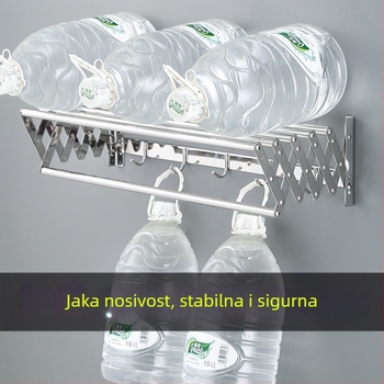Uvlačivi stalak za ručnike od nehrđajućeg čelika bez bušenja, stalak za sušenje odjeće za balkon, kupaonski rastezljivi sklopivi stalak za ručnike