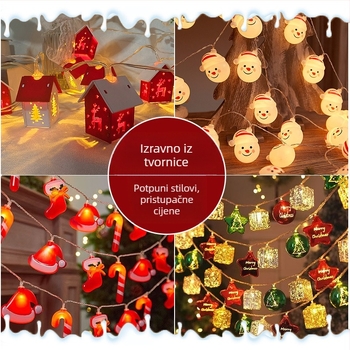 Prekogranična božićna drvena kućica za male LED svjetiljke, oblačenje božićnog drvca, svečana atmosfera, ukras za prozore, svjetiljke u boji