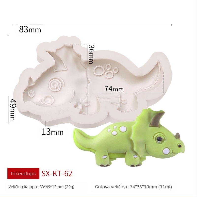 Silikonski kalup za uskrsne dinosaure Misong DIY crtana životinja Flip šećerna čokoladna torta ukras mlin
