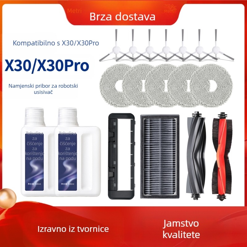 Pogodno za Chasing X30 pro valjkastu četku, robotsko brisanje, bočnu četku, krpu za čišćenje, filter za tekućinu, vrećicu za prašinu, pribor.
