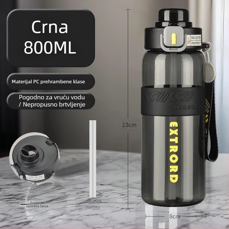 2025 Veliki kapacitet Fitness Sportska čaša za vodu Velika plastična čaša slamke velikog kapaciteta Vanjska putna plastična čaša po mjeri