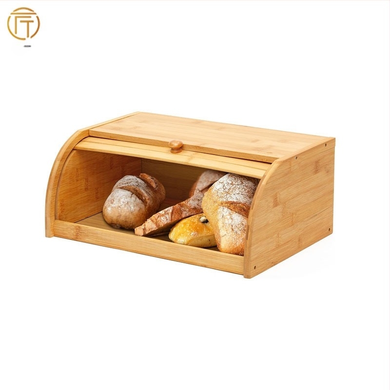 Kutija za kruh Kuhinjski pult Kutija za kruh od bambusa velikog kapaciteta Posuda za pohranu kruha s prozorčićem za kruh