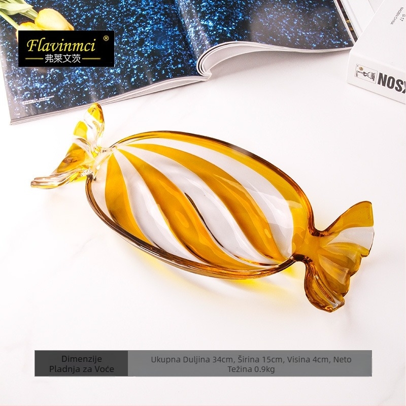 Voćni tanjur u boji od stakla, kreativni tanjur za slatkiše u obliku slatkiša, tanjur za slatkiše, kućanski dnevni boravak, tanjur za suho voće, tanjur za hranu, voćni tanjur