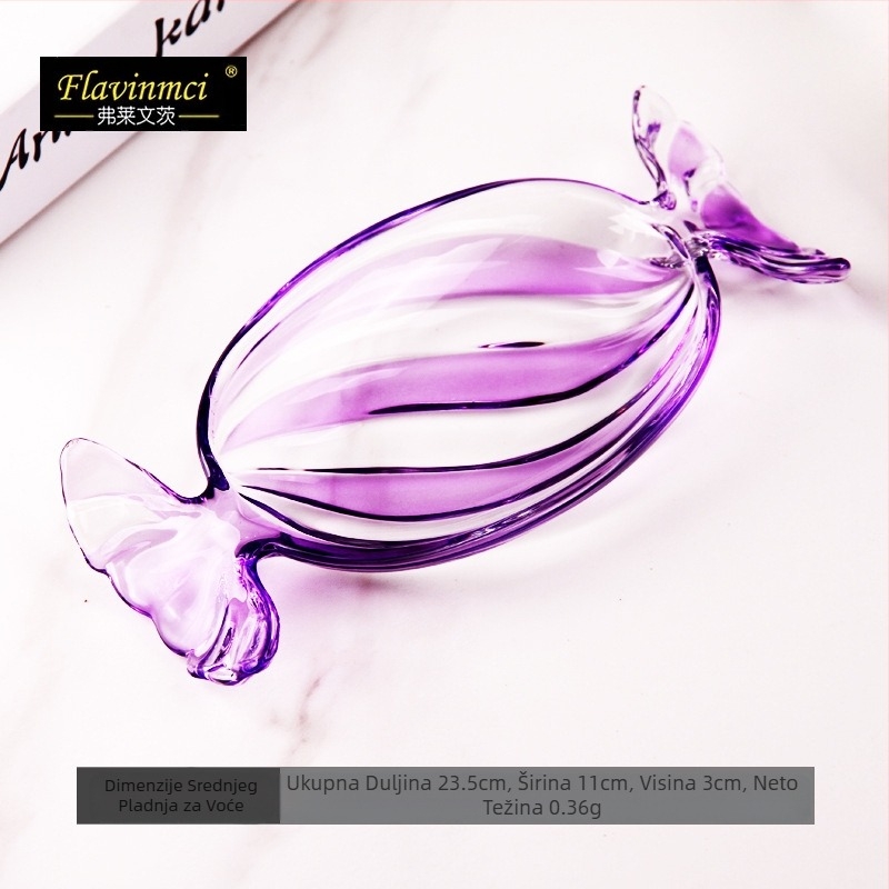 Voćni tanjur u boji od stakla, kreativni tanjur za slatkiše u obliku slatkiša, tanjur za slatkiše, kućanski dnevni boravak, tanjur za suho voće, tanjur za hranu, voćni tanjur