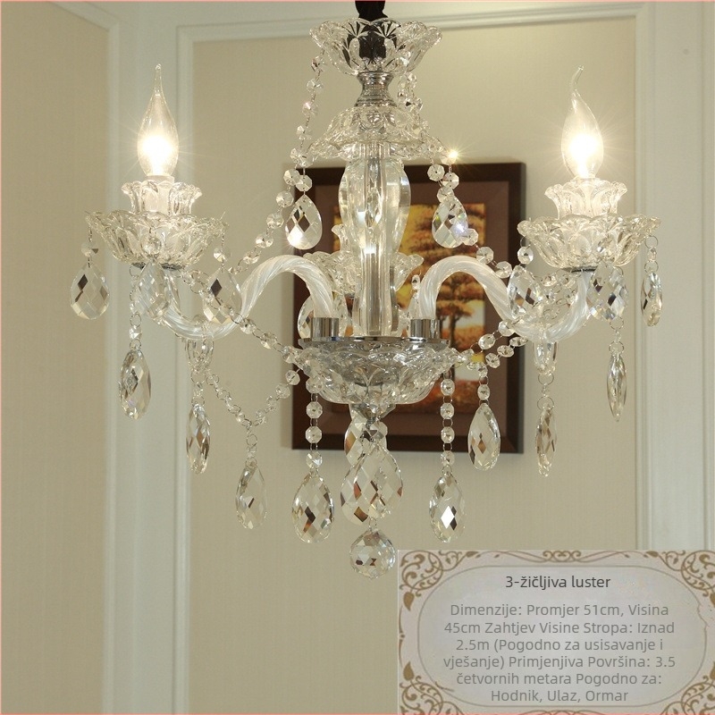 Francuski kremasti kristalni luster, dnevna soba, blagovaonica, spavaća soba, kućna lampa, atmosferski luksuzni europski stil, lampa za vilu u dvorani