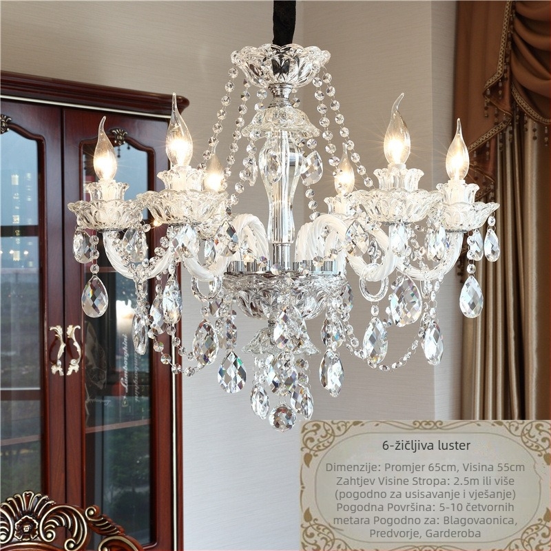 Francuski kremasti kristalni luster, dnevna soba, blagovaonica, spavaća soba, kućna lampa, atmosferski luksuzni europski stil, lampa za vilu u dvorani