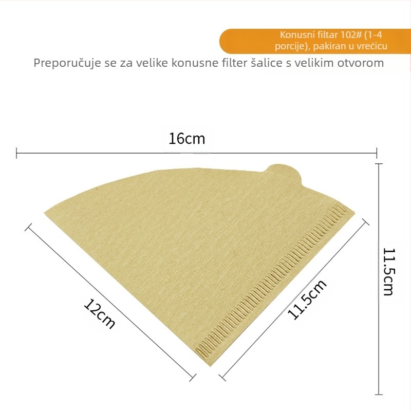 Papir za filter za kavu u obliku lepeze, ručno kuhana kava u obliku kapaljke, viseći filter papir za uši, filter šalica, filter papir za kavu za jednokratnu upotrebu, V60 filter papir