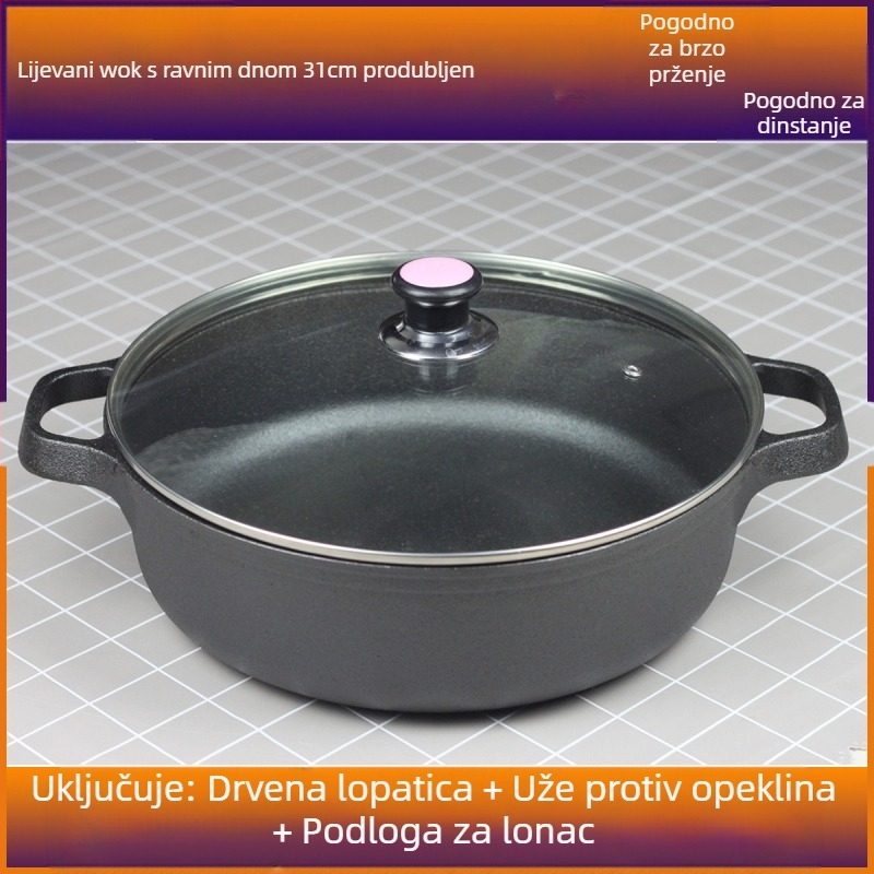 Tava od lijevanog željeza, kućanska tava za palačinke, sirova vrećica za prženje, višenamjenska tava za prženje, sirova željezna tava za pirjanje, tava bez premaza, neprianjajuća tava