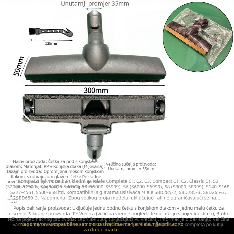 Za Miele pribor za usisavače, usisnu glavu četke za pod S1/S2/S4/S5/S6/S8, glavu četke za tepih