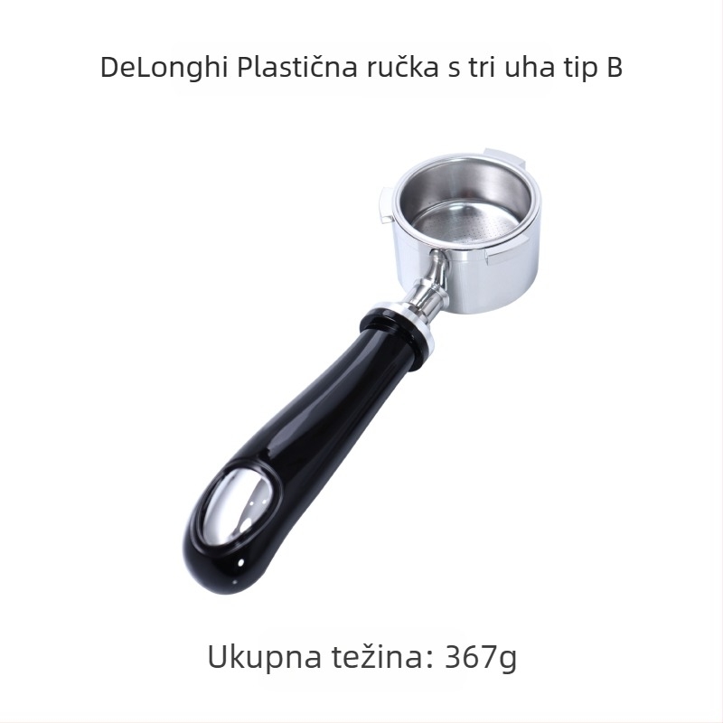 Ručka talijanskog aparata za kavu, ručka od punog drva, nehrđajući čelik, ručka za kavu s tri uha, Delong ručka bez dna 51 mm