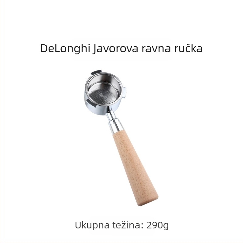Ručka talijanskog aparata za kavu, ručka od punog drva, nehrđajući čelik, ručka za kavu s tri uha, Delong ručka bez dna 51 mm