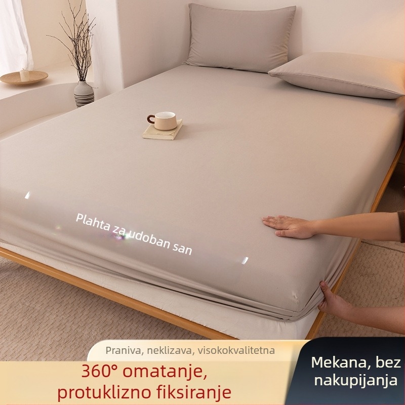 Navlaka za krevet klase A od opranog pamuka, jednobojna, za brušenje, kućanski višenamjenski prekrivač za krevet, jastučnica, navlaka za madrac, navlaka za prašinu, set od tri dijela