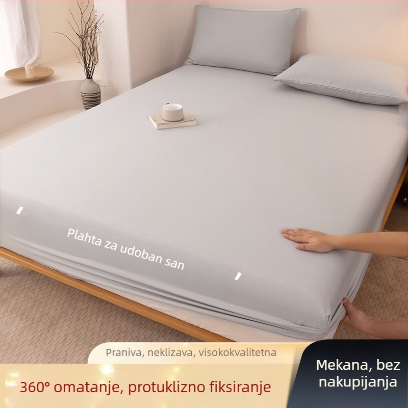 Navlaka za krevet klase A od opranog pamuka, jednobojna, za brušenje, kućanski višenamjenski prekrivač za krevet, jastučnica, navlaka za madrac, navlaka za prašinu, set od tri dijela