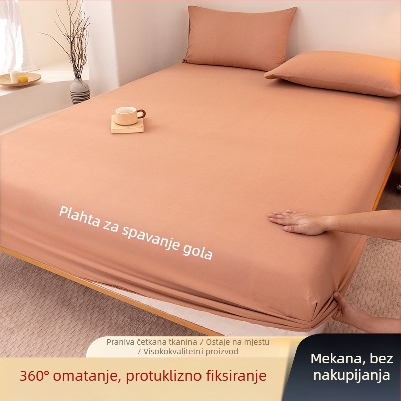 Navlaka za krevet klase A od opranog pamuka, jednobojna, za brušenje, kućanski višenamjenski prekrivač za krevet, jastučnica, navlaka za madrac, navlaka za prašinu, set od tri dijela