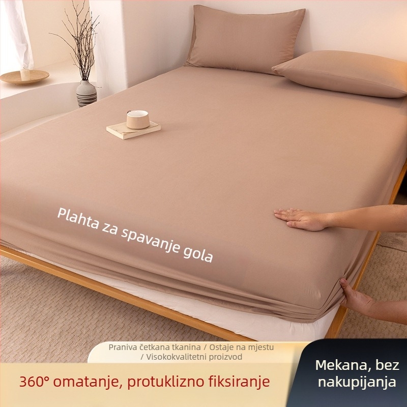 Navlaka za krevet klase A od opranog pamuka, jednobojna, za brušenje, kućanski višenamjenski prekrivač za krevet, jastučnica, navlaka za madrac, navlaka za prašinu, set od tri dijela