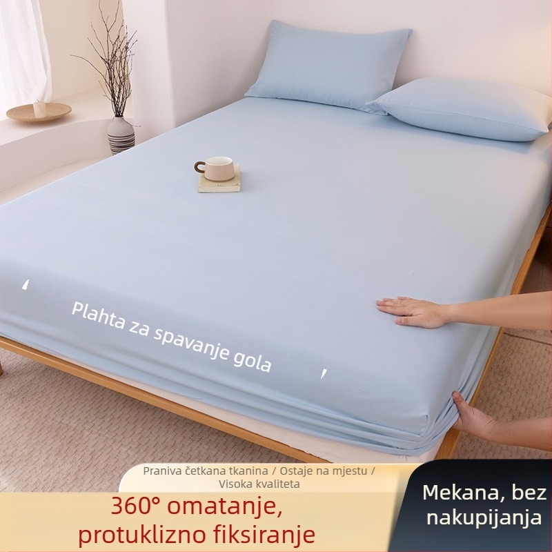 Navlaka za krevet klase A od opranog pamuka, jednobojna, za brušenje, kućanski višenamjenski prekrivač za krevet, jastučnica, navlaka za madrac, navlaka za prašinu, set od tri dijela