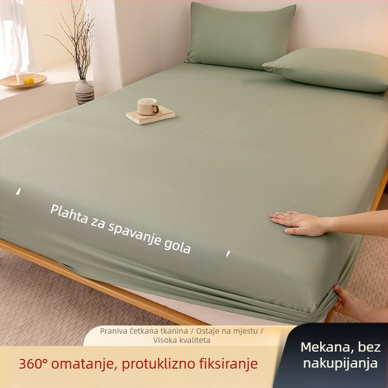 Navlaka za krevet klase A od opranog pamuka, jednobojna, za brušenje, kućanski višenamjenski prekrivač za krevet, jastučnica, navlaka za madrac, navlaka za prašinu, set od tri dijela