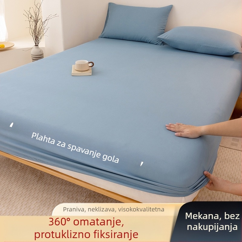 Navlaka za krevet klase A od opranog pamuka, jednobojna, za brušenje, kućanski višenamjenski prekrivač za krevet, jastučnica, navlaka za madrac, navlaka za prašinu, set od tri dijela
