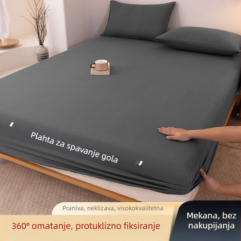 Navlaka za krevet klase A od opranog pamuka, jednobojna, za brušenje, kućanski višenamjenski prekrivač za krevet, jastučnica, navlaka za madrac, navlaka za prašinu, set od tri dijela