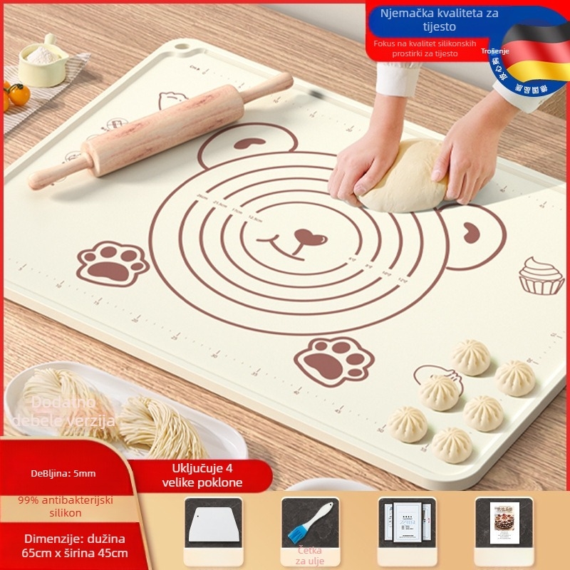Silikonska podloga prehrambene kvalitete, zadebljana podloga za miješenje, velika podloga za tijesto, daska za rezanje, veleprodajna neklizajuća podloga za pečenje