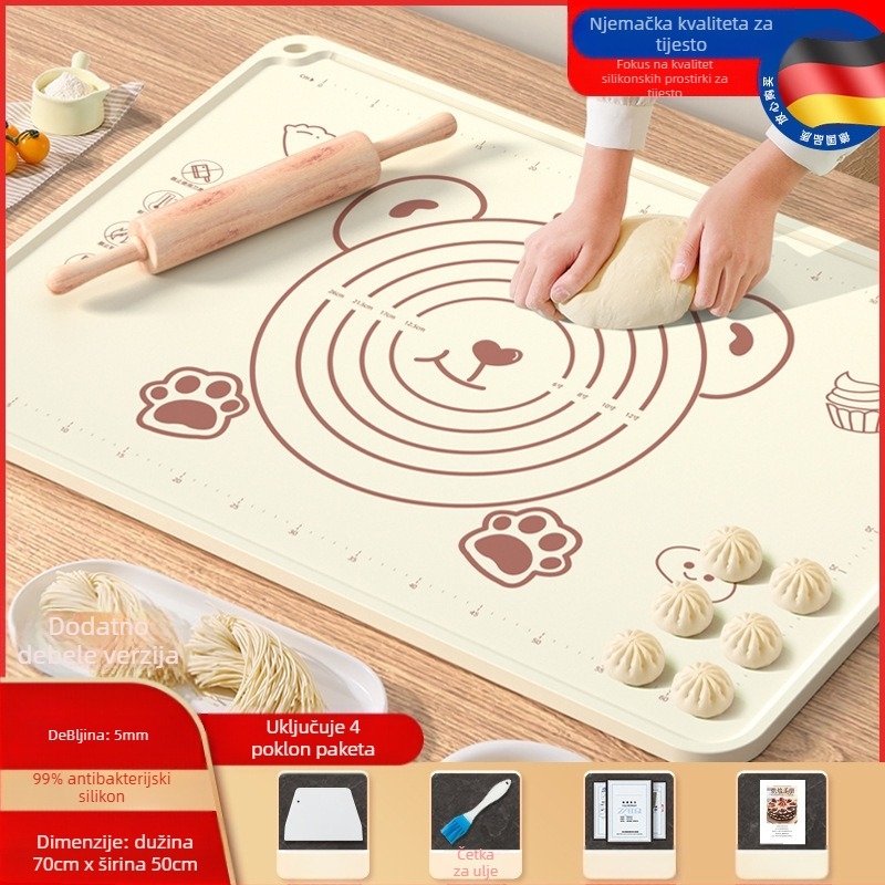 Silikonska podloga prehrambene kvalitete, zadebljana podloga za miješenje, velika podloga za tijesto, daska za rezanje, veleprodajna neklizajuća podloga za pečenje