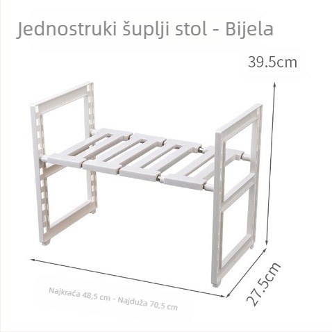 Teleskopski stalak za lonce od nehrđajućeg čelika s izvlačnom ladicom za kupaonicu, plastični stalak za odlaganje u kupaonici