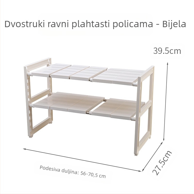 Teleskopski stalak za lonce od nehrđajućeg čelika s izvlačnom ladicom za kupaonicu, plastični stalak za odlaganje u kupaonici