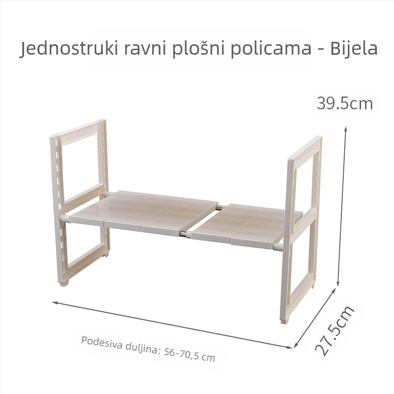 Teleskopski stalak za lonce od nehrđajućeg čelika s izvlačnom ladicom za kupaonicu, plastični stalak za odlaganje u kupaonici
