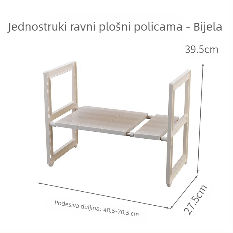 Teleskopski stalak za lonce od nehrđajućeg čelika s izvlačnom ladicom za kupaonicu, plastični stalak za odlaganje u kupaonici