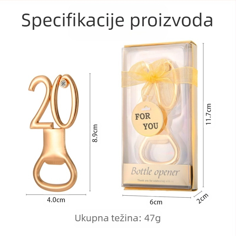 Digitalni otvarač za boce za rođendan, vjenčanje, vjenčanje, rođendan, otvarač za boce, poklon, europski i američki legirani pivo, zlatni otvarač za boce za vjenčanje
