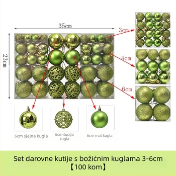Pečene božićne kuglice 100 komada božićnih ukrasa, 6 stilova, 6 boja, plastične kuglice, božićni poklon, proizvođač slijepih kutija