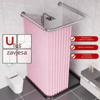U-oblikovana sklopiva zavjesa za tuširanje, nevidljiva magnetska zavjesa za tuširanje bez bušenja, odijelo Arc Hygienic
