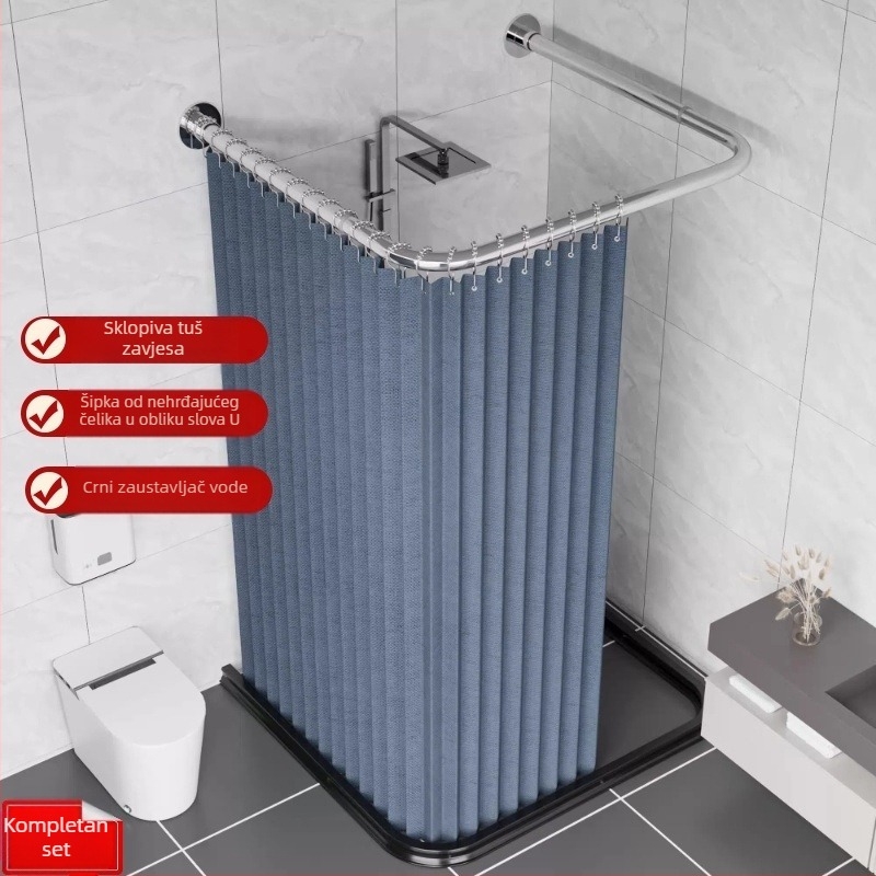 U-oblikovana sklopiva zavjesa za tuširanje, nevidljiva magnetska zavjesa za tuširanje bez bušenja, odijelo Arc Hygienic