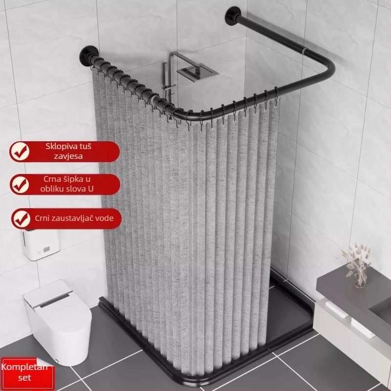 U-oblikovana sklopiva zavjesa za tuširanje, nevidljiva magnetska zavjesa za tuširanje bez bušenja, odijelo Arc Hygienic