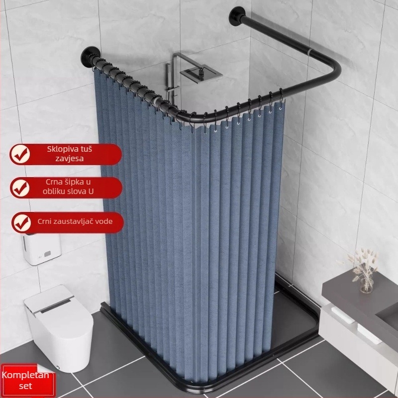 U-oblikovana sklopiva zavjesa za tuširanje, nevidljiva magnetska zavjesa za tuširanje bez bušenja, odijelo Arc Hygienic