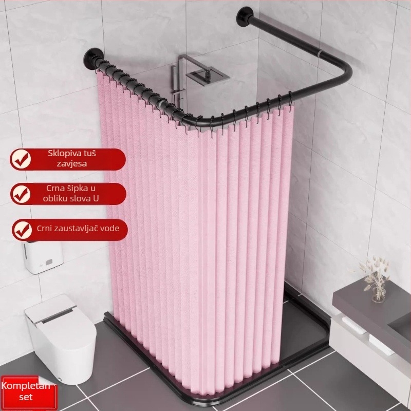 U-oblikovana sklopiva zavjesa za tuširanje, nevidljiva magnetska zavjesa za tuširanje bez bušenja, odijelo Arc Hygienic