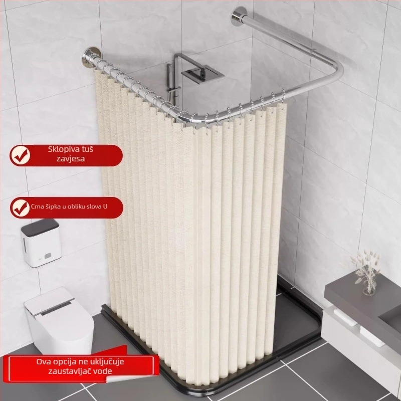 U-oblikovana sklopiva zavjesa za tuširanje, nevidljiva magnetska zavjesa za tuširanje bez bušenja, odijelo Arc Hygienic