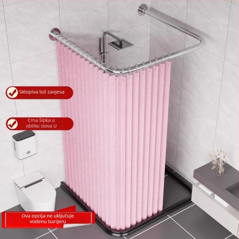 U-oblikovana sklopiva zavjesa za tuširanje, nevidljiva magnetska zavjesa za tuširanje bez bušenja, odijelo Arc Hygienic