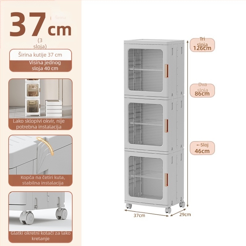 Ormar za pohranu u dnevnoj sobi, kućanski ormarić za dječje igračke bez ugradnje, sklopivi ormarić za grickalice, plastični ormarić za pohranu