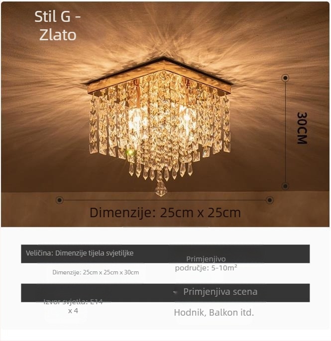 Izvozna opskrba Zhongshan lampama kristalno klasični restoran topla spavaća soba veranda prolaz veleprodaja LED stropna lampa