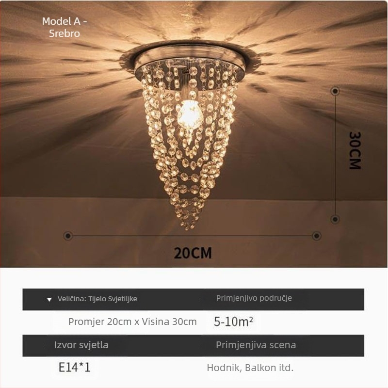 Izvozna opskrba Zhongshan lampama kristalno klasični restoran topla spavaća soba veranda prolaz veleprodaja LED stropna lampa