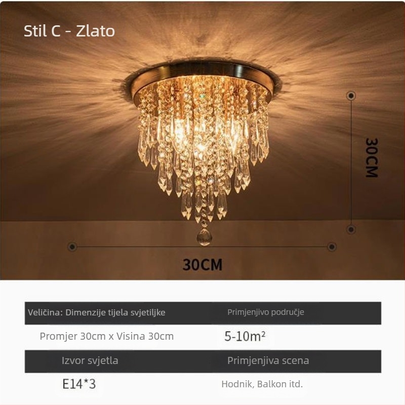Izvozna opskrba Zhongshan lampama kristalno klasični restoran topla spavaća soba veranda prolaz veleprodaja LED stropna lampa
