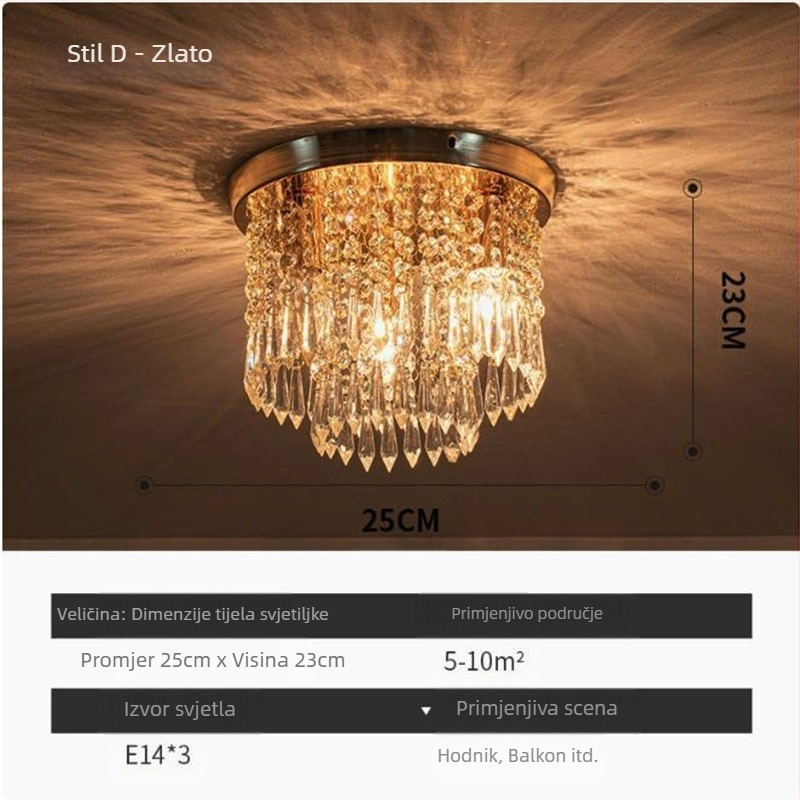 Izvozna opskrba Zhongshan lampama kristalno klasični restoran topla spavaća soba veranda prolaz veleprodaja LED stropna lampa