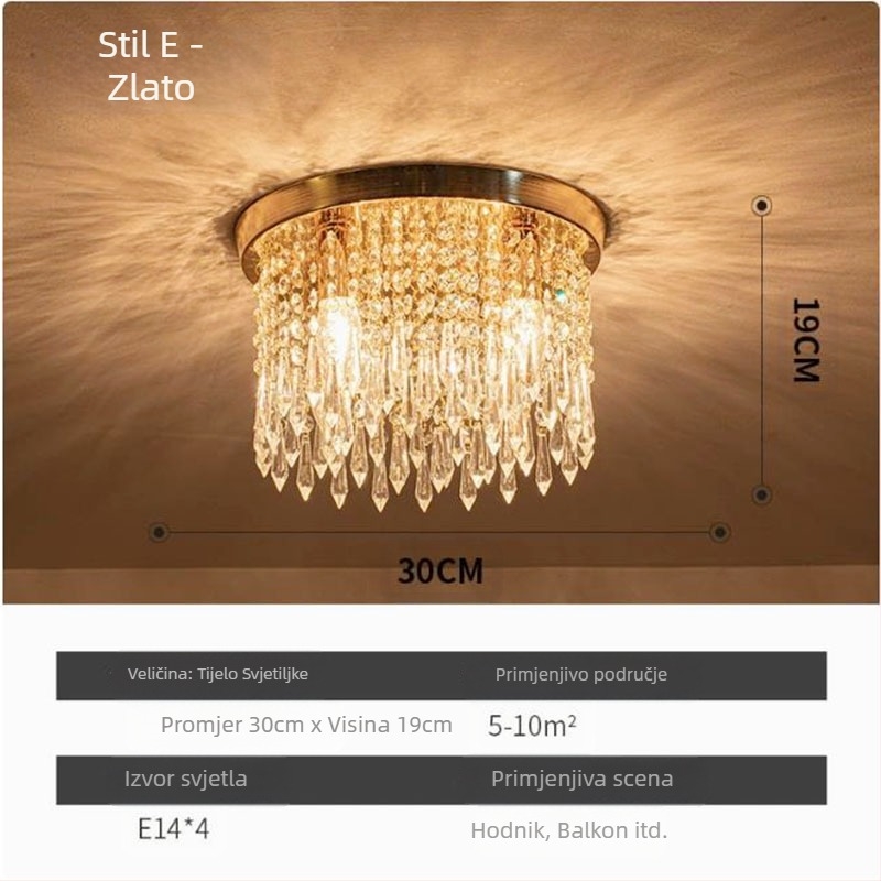 Izvozna opskrba Zhongshan lampama kristalno klasični restoran topla spavaća soba veranda prolaz veleprodaja LED stropna lampa