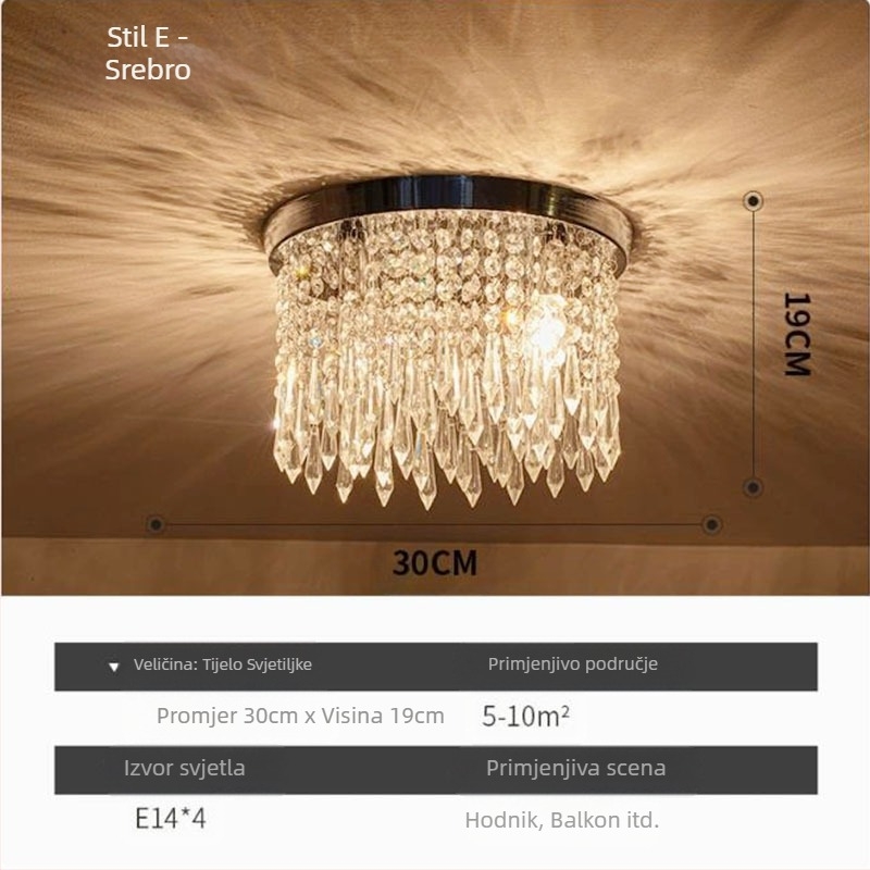 Izvozna opskrba Zhongshan lampama kristalno klasični restoran topla spavaća soba veranda prolaz veleprodaja LED stropna lampa