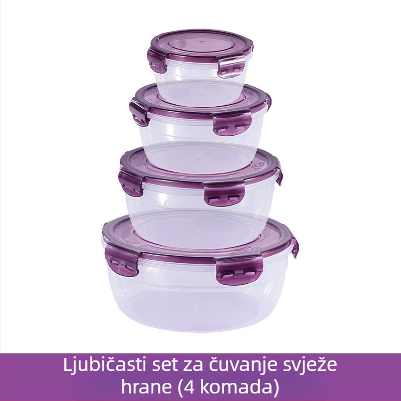 Prekogranični zadebljani plastični set za povrće, prehrambena kvaliteta, velikog kapaciteta, zatvorena kutija, kuhinjska okrugla posuda za povrće, za mikrovalnu pećnicu