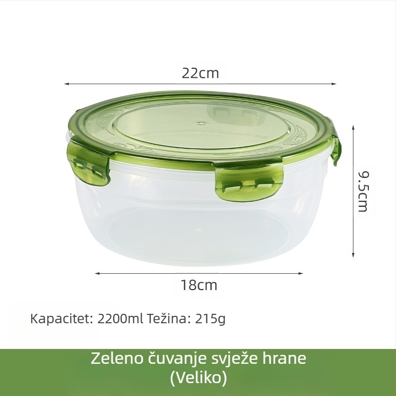 Prekogranični zadebljani plastični set za povrće, prehrambena kvaliteta, velikog kapaciteta, zatvorena kutija, kuhinjska okrugla posuda za povrće, za mikrovalnu pećnicu