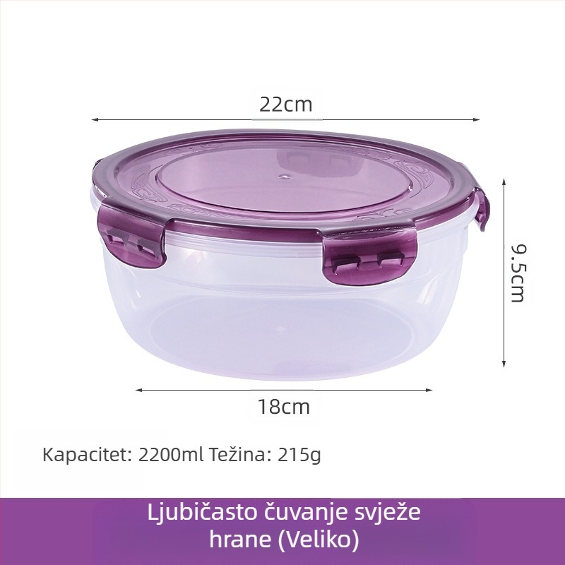 Prekogranični zadebljani plastični set za povrće, prehrambena kvaliteta, velikog kapaciteta, zatvorena kutija, kuhinjska okrugla posuda za povrće, za mikrovalnu pećnicu
