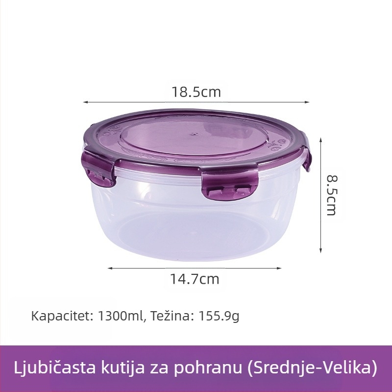 Prekogranični zadebljani plastični set za povrće, prehrambena kvaliteta, velikog kapaciteta, zatvorena kutija, kuhinjska okrugla posuda za povrće, za mikrovalnu pećnicu