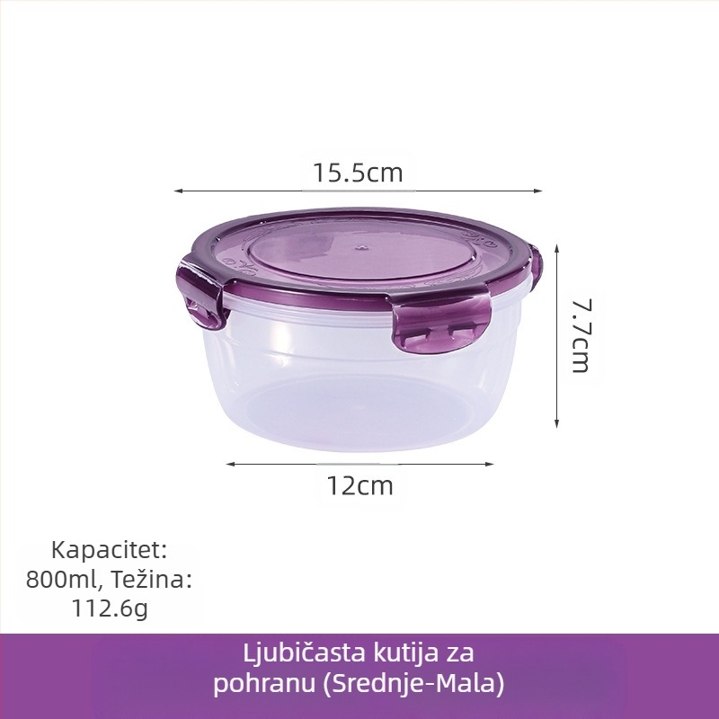 Prekogranični zadebljani plastični set za povrće, prehrambena kvaliteta, velikog kapaciteta, zatvorena kutija, kuhinjska okrugla posuda za povrće, za mikrovalnu pećnicu
